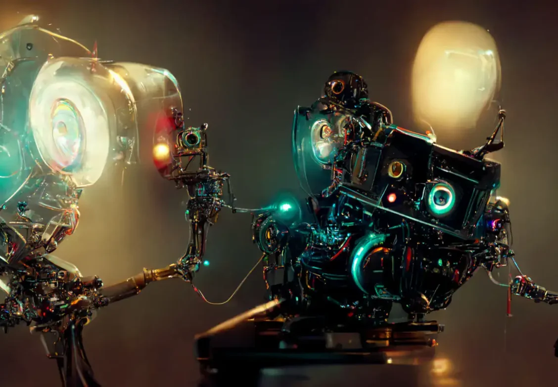 Immagine di due robot generata da Midjourney