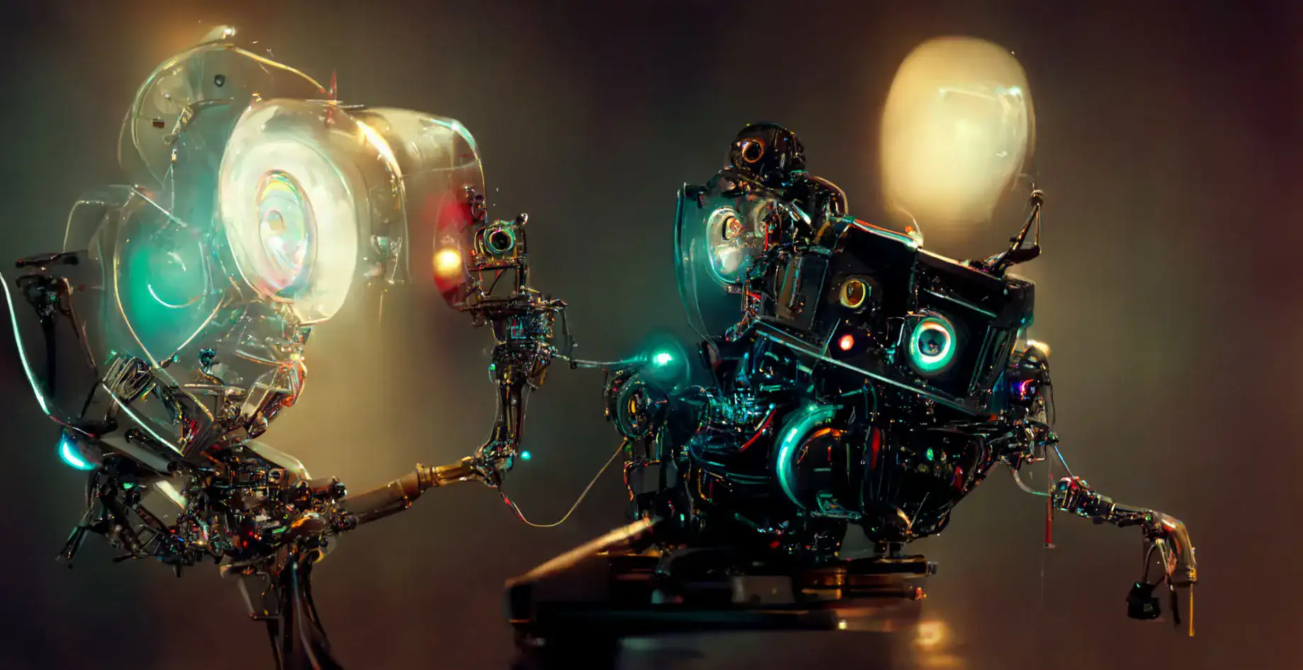 Immagine di due robot generata da Midjourney
